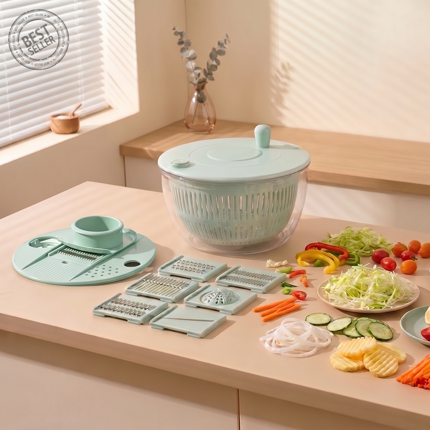 5-in-1 Spinner, Slicer & Serving Bowl